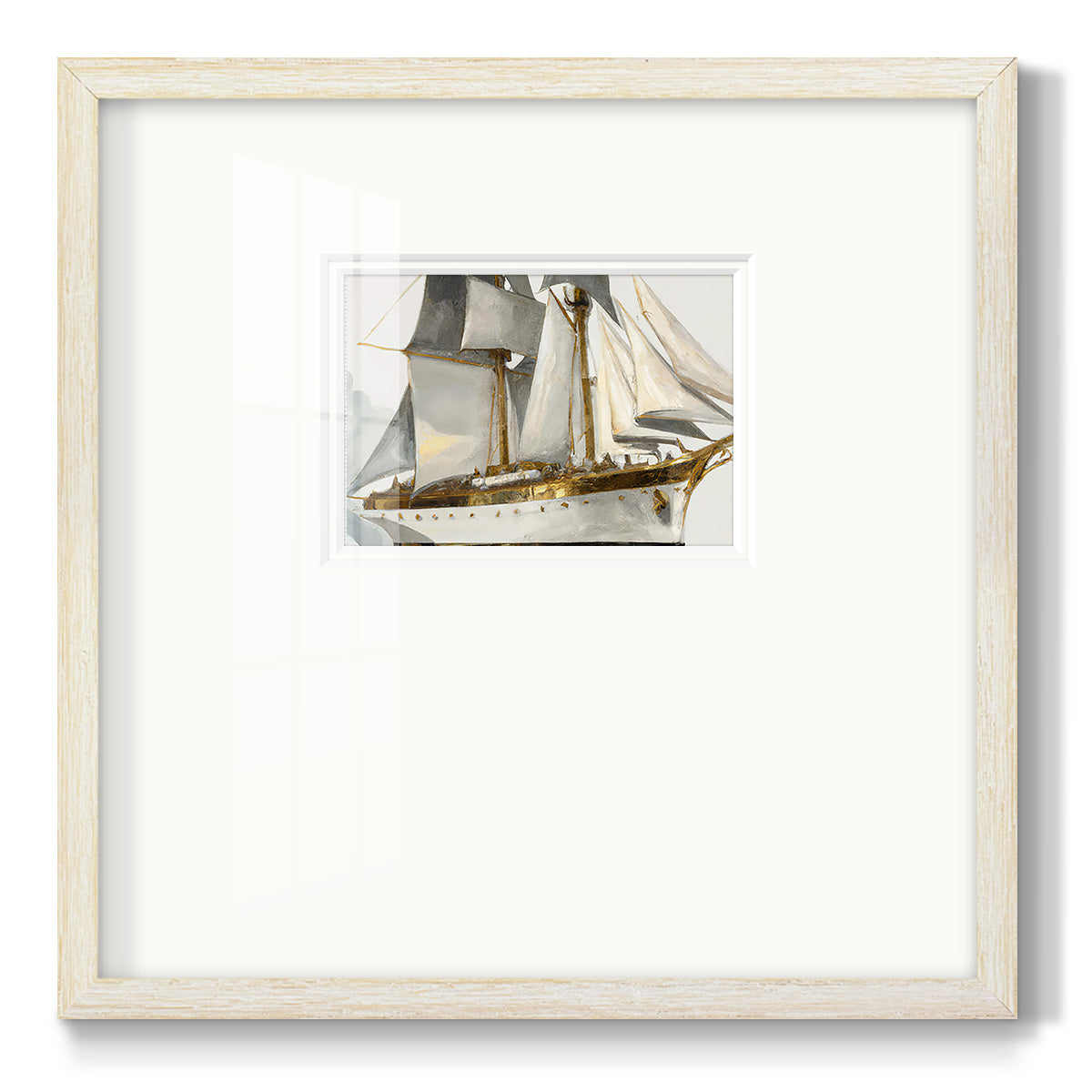 White and Gold Sails Premium Framed Print Double Matboard