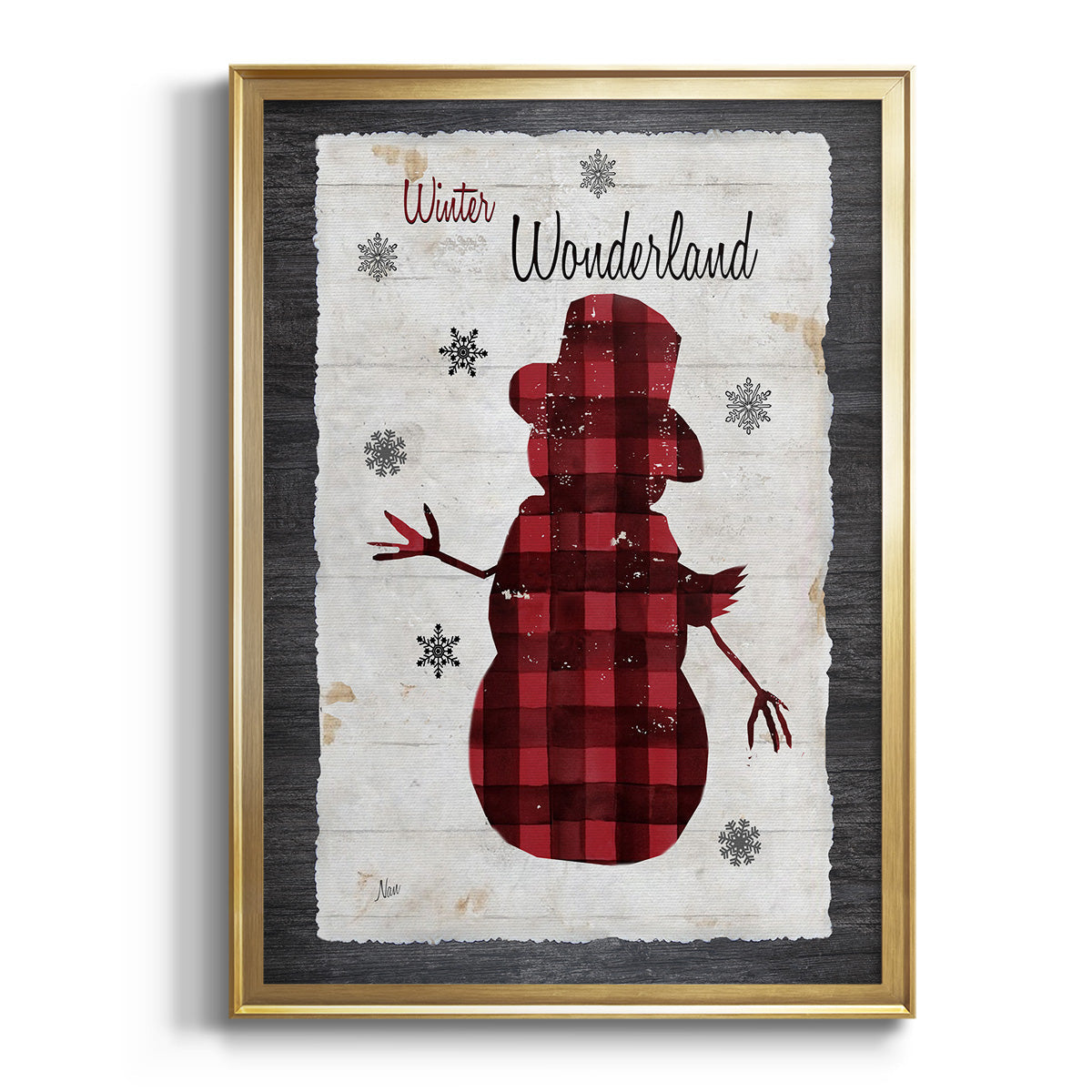 Checkered Snowman II - Modern Framed Canvas Print