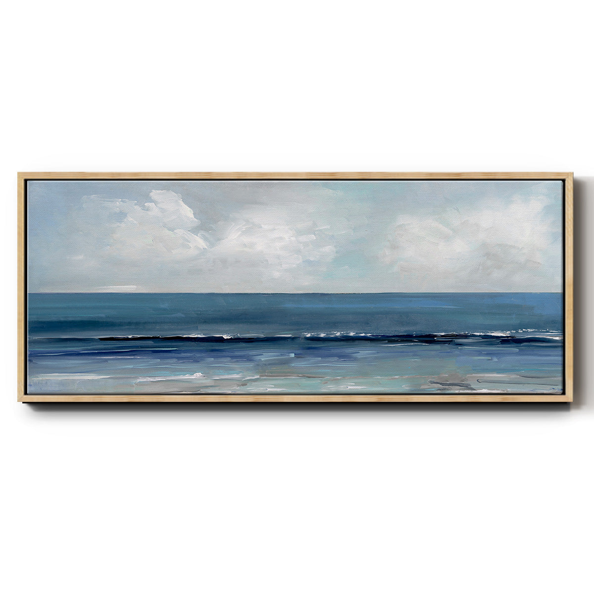Cloudy Ocean Waves Horizon - Floater Framed Canvas Print