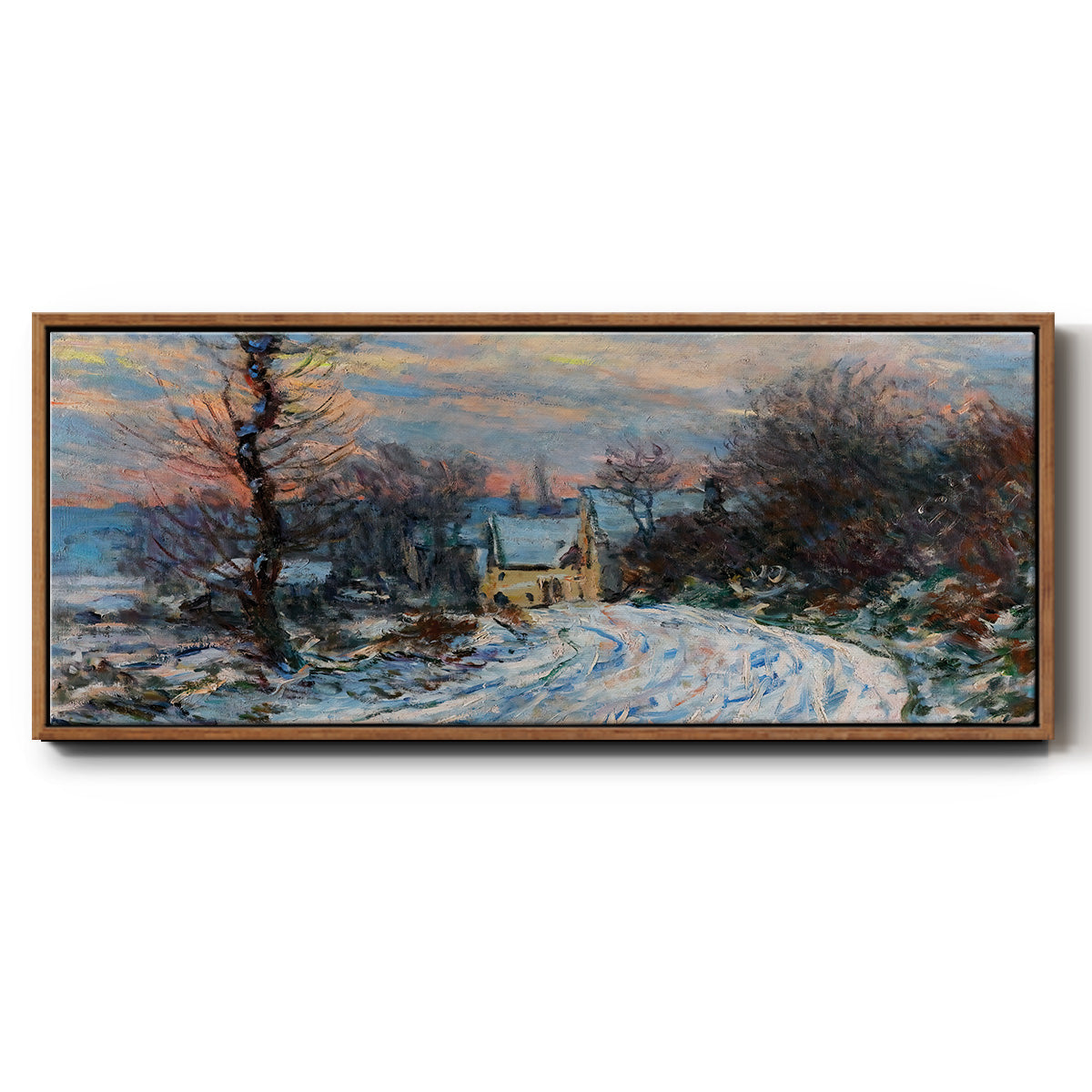 Road to Giverny in Winter, 1885 - Floater Framed Canvas Print