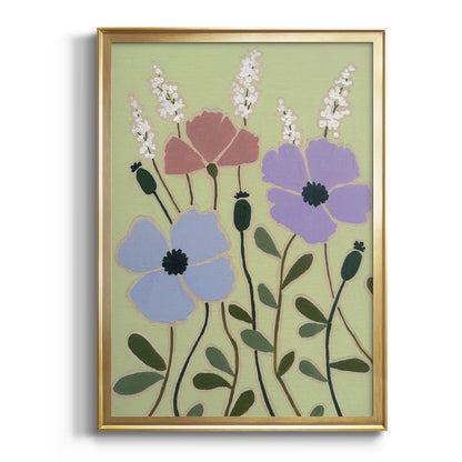 Woodblock Floral III - Modern Framed Canvas Print