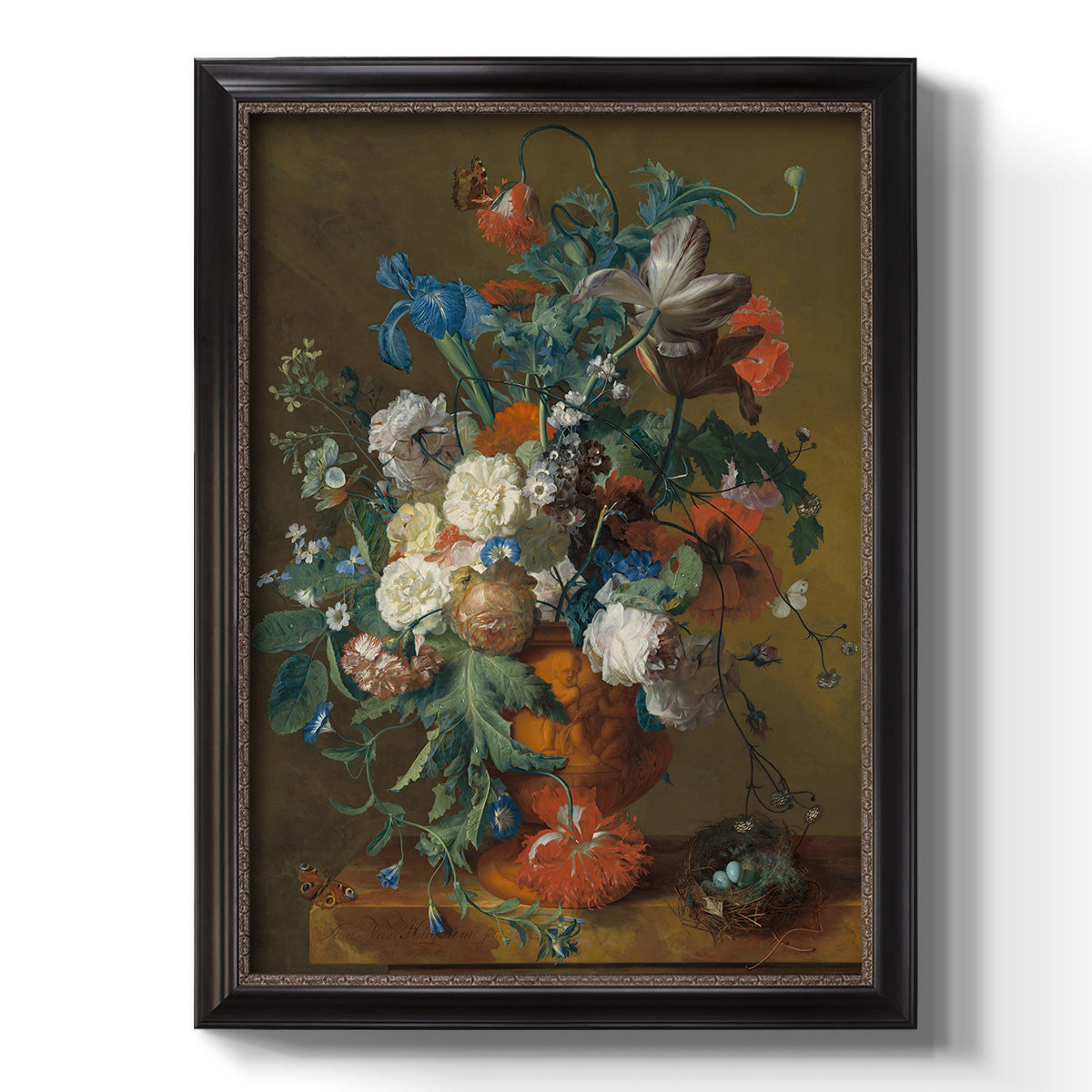 Flowers in an Urn - Ornate Framed Canvas Print