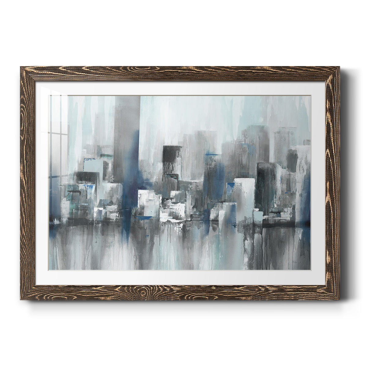 Cityscape in Blues - Barnwood Framed Art Print