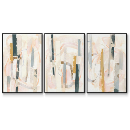 Melon Litmus I - Framed Premium Gallery Wrapped Canvas L Frame 3 Piece Set - Ready to Hang