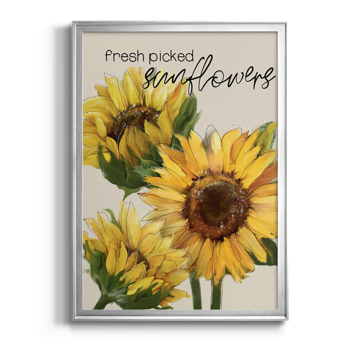 Fresh Picked Sunflowers - Modern Framed Canvas Print
