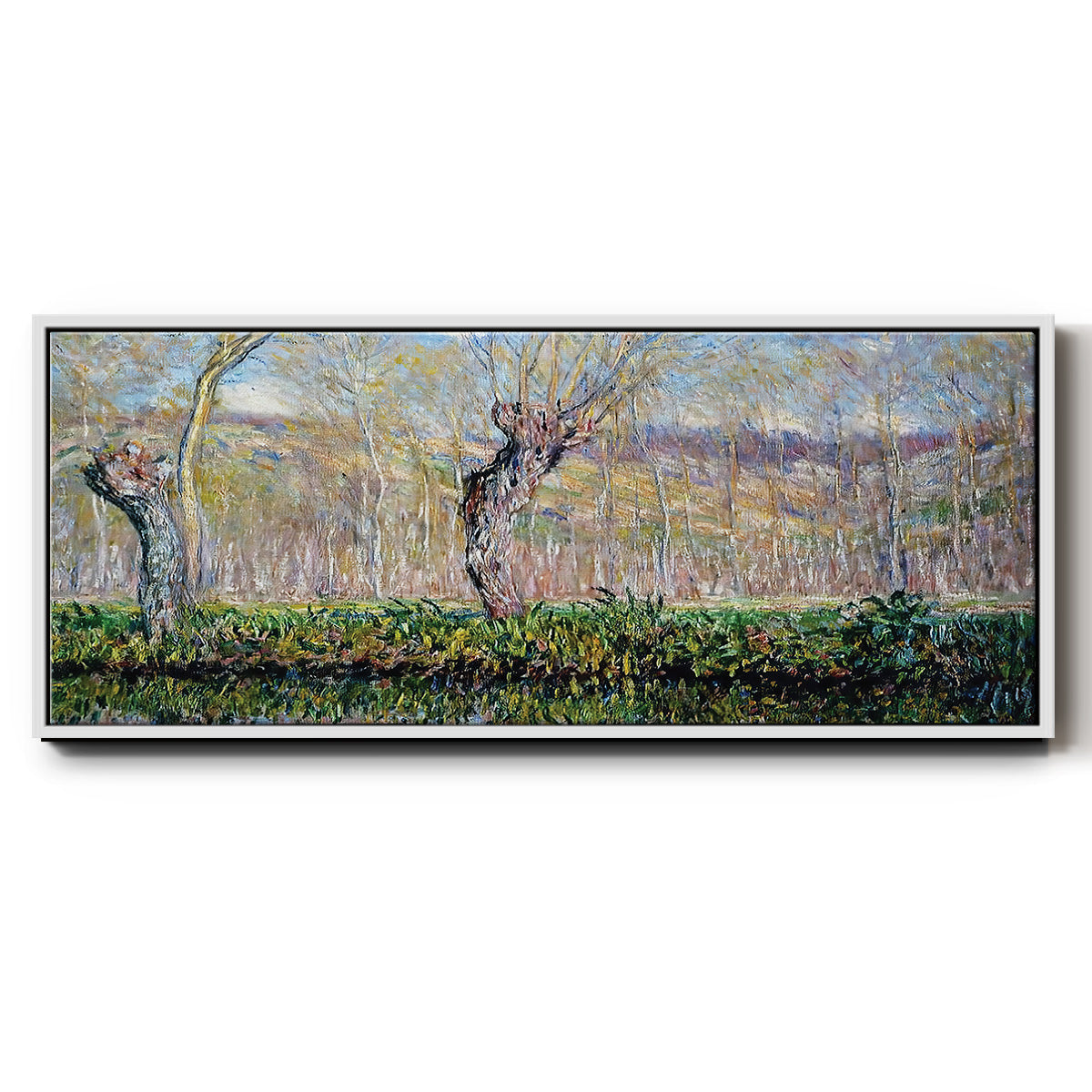 The Banks of the River Epte in Springtime, 1885 - Floater Framed Canvas Print