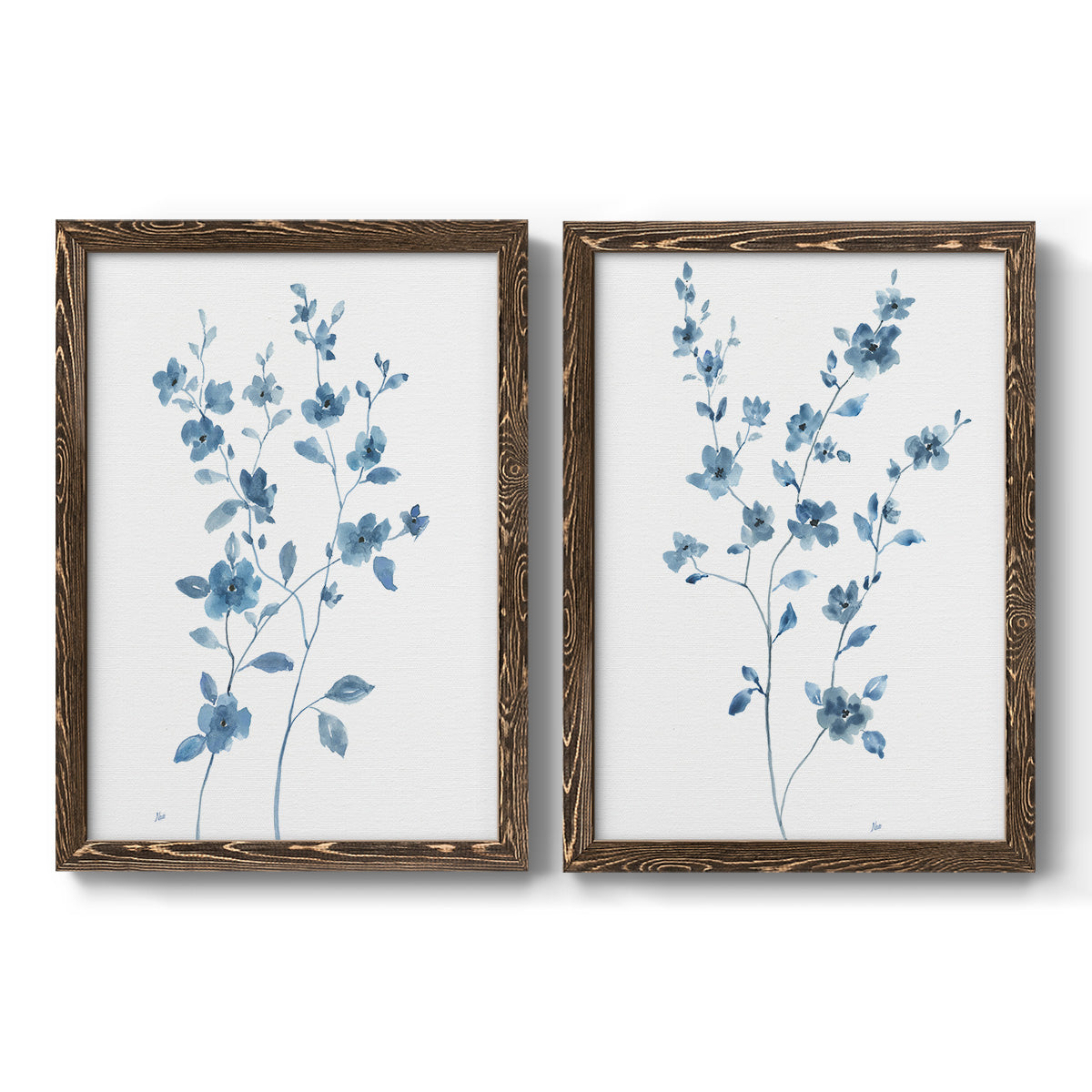 Blue Blossom I - Premium Framed Canvas 2 Piece Set - Ready to Hang