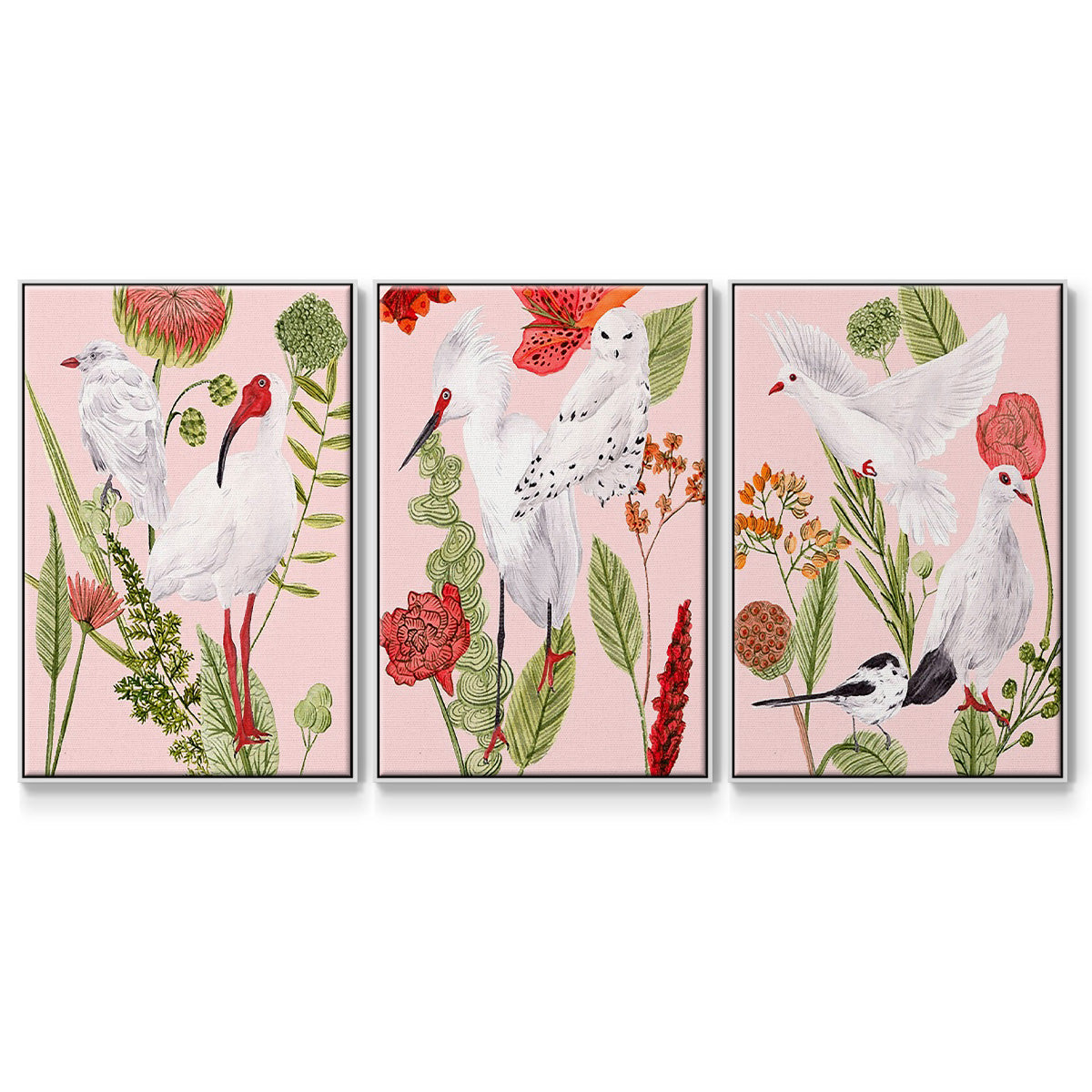 Birds in Motion I - Floater Framed Canvas Set