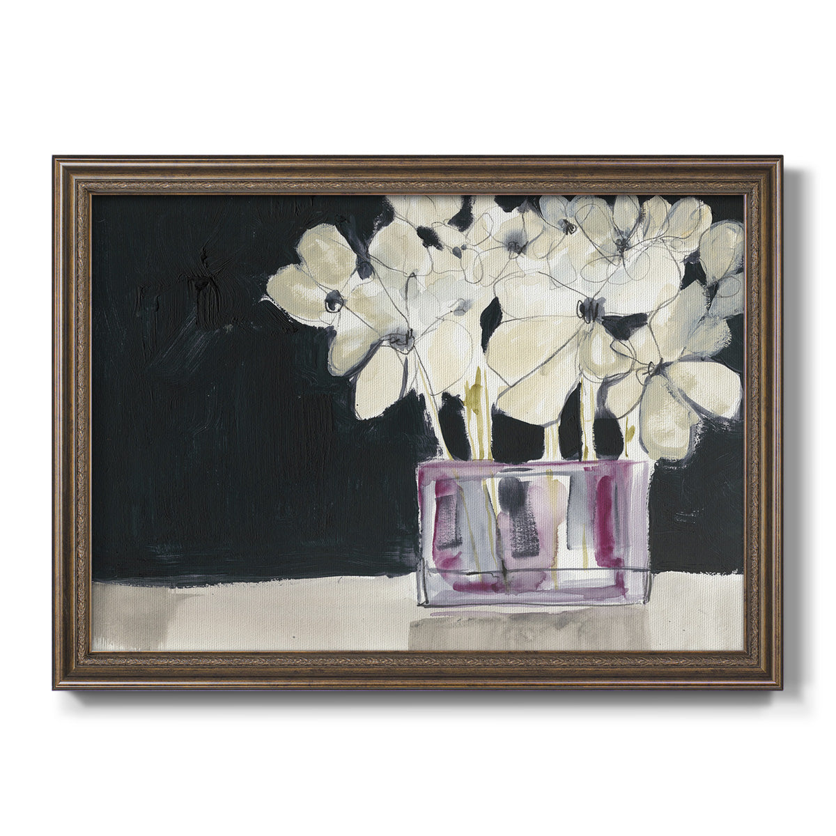 White Flowers in Fuchsia I Premium Framed Canvas- Ready to Hang