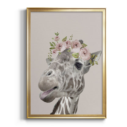 Peek A Boo Giraffe I - Modern Framed Canvas Print