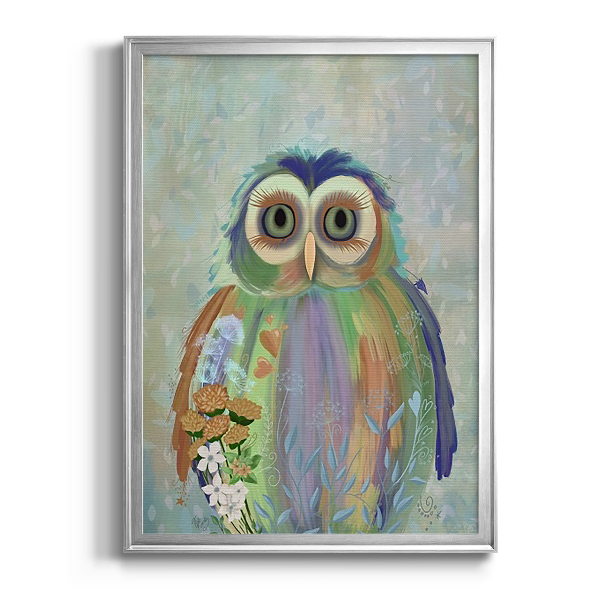 Fantastic Florals Owl - Modern Framed Canvas Print