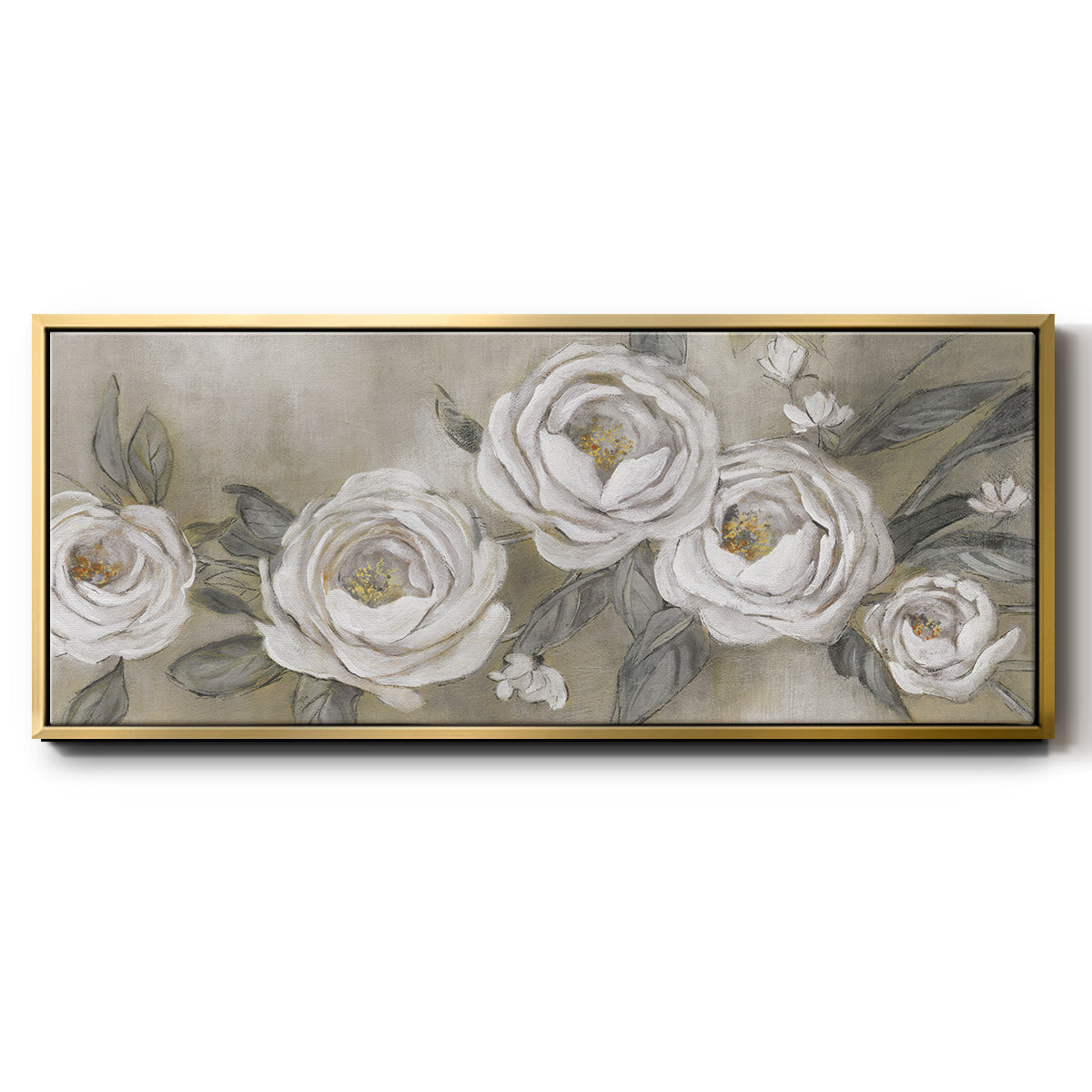 Cottage Roses - Floater Framed Canvas Print