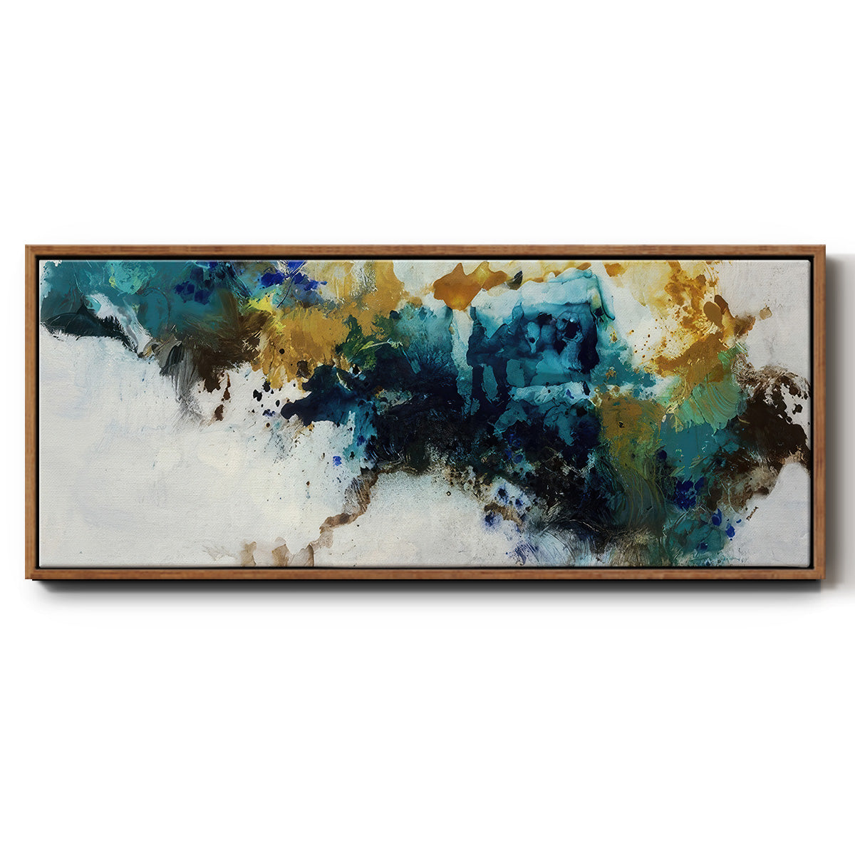 Teal Splat  - Floater Framed Canvas Print