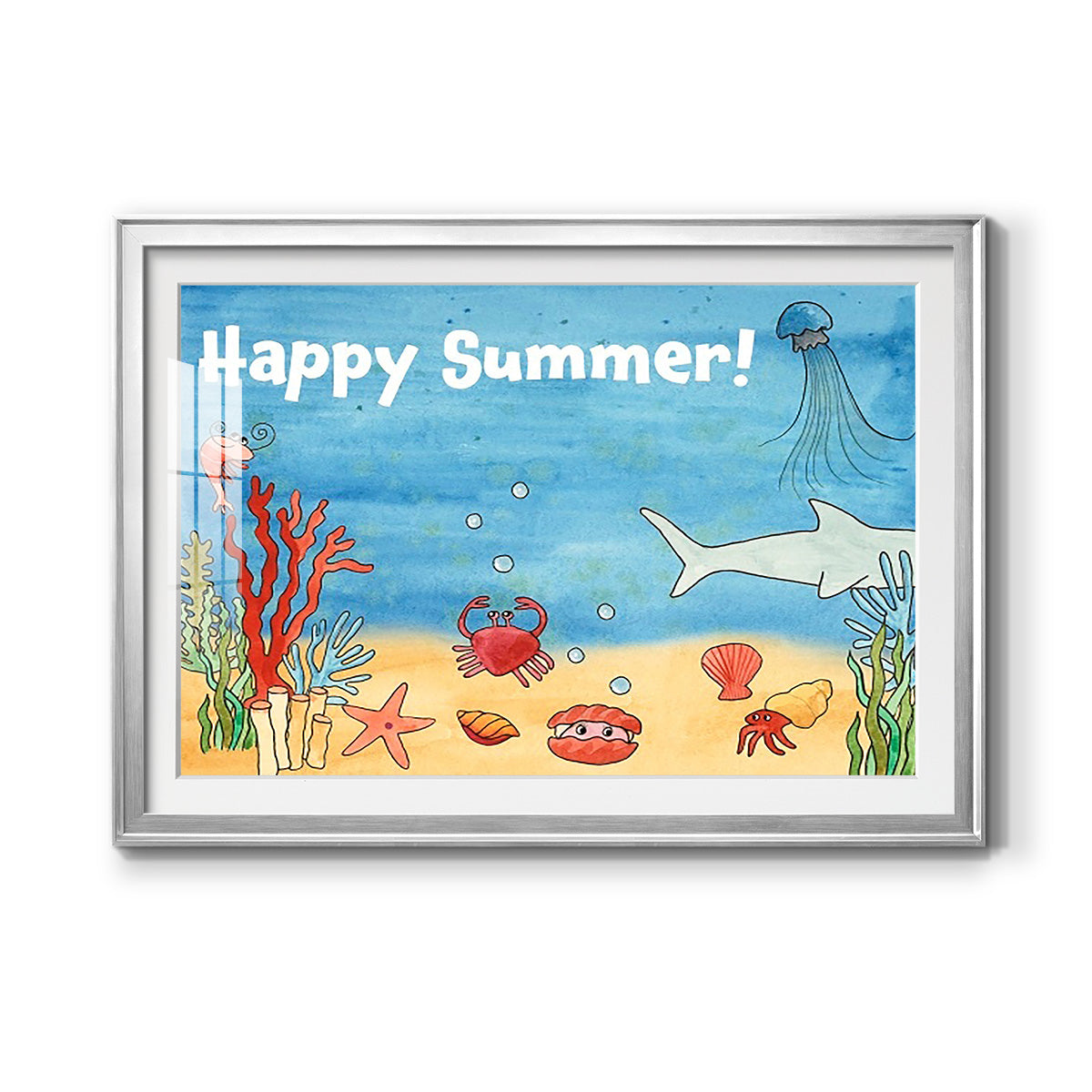 Cute Sea Creatures I - Modern Framed Art Print