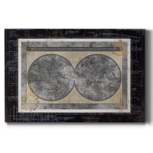 Night World Blueprint Premium Gallery Wrapped Canvas - Ready to Hang