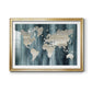 Navy World Map - Modern Framed Art Print