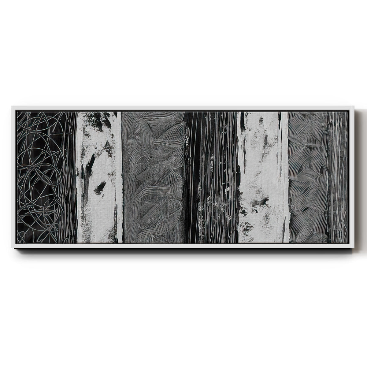Printed Brushed Nickel Abstract I - Floater Framed Canvas Print