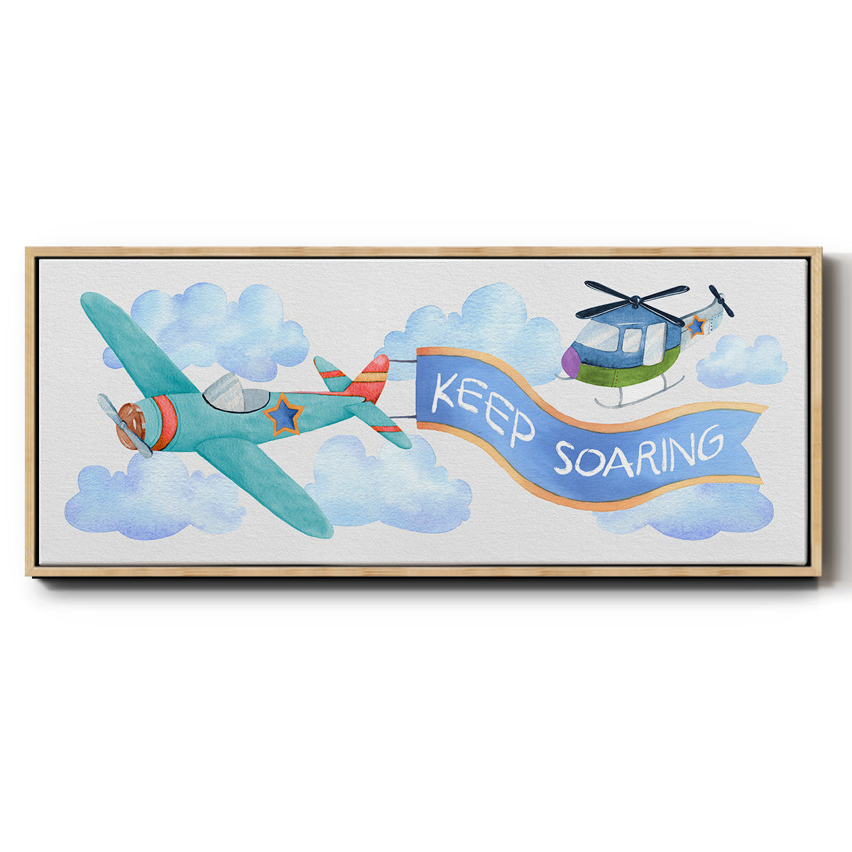 Soar Airplane - Floater Framed Canvas Print