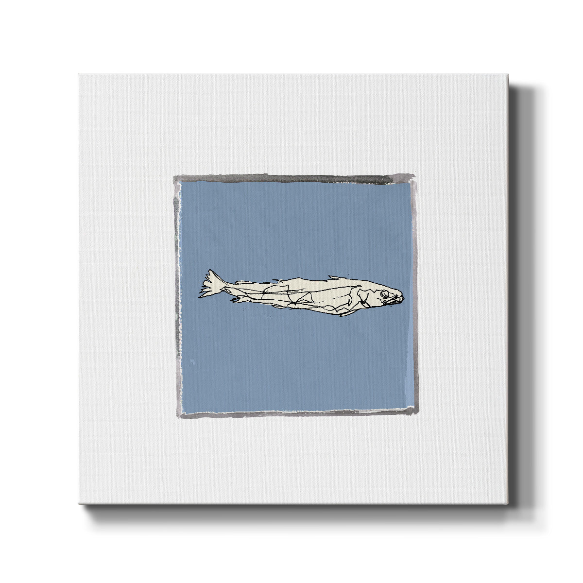 Block Print Fish I-Premium Gallery Wrapped Canvas - Ready to Hang