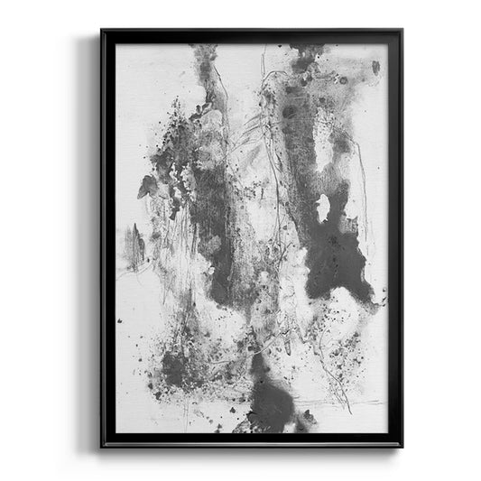Graphite Abstract III - Modern Framed Canvas Print