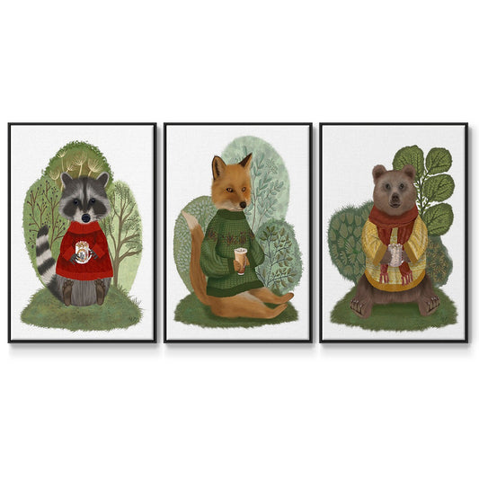 Hot Chocolate Bear - Floater Framed Canvas Set