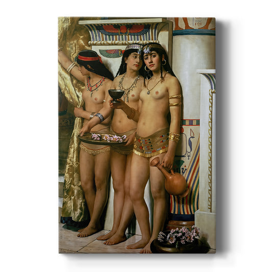 Canvas art print featuring a historical scene of female figures gathered in an ornate interior setting on a clean white background.