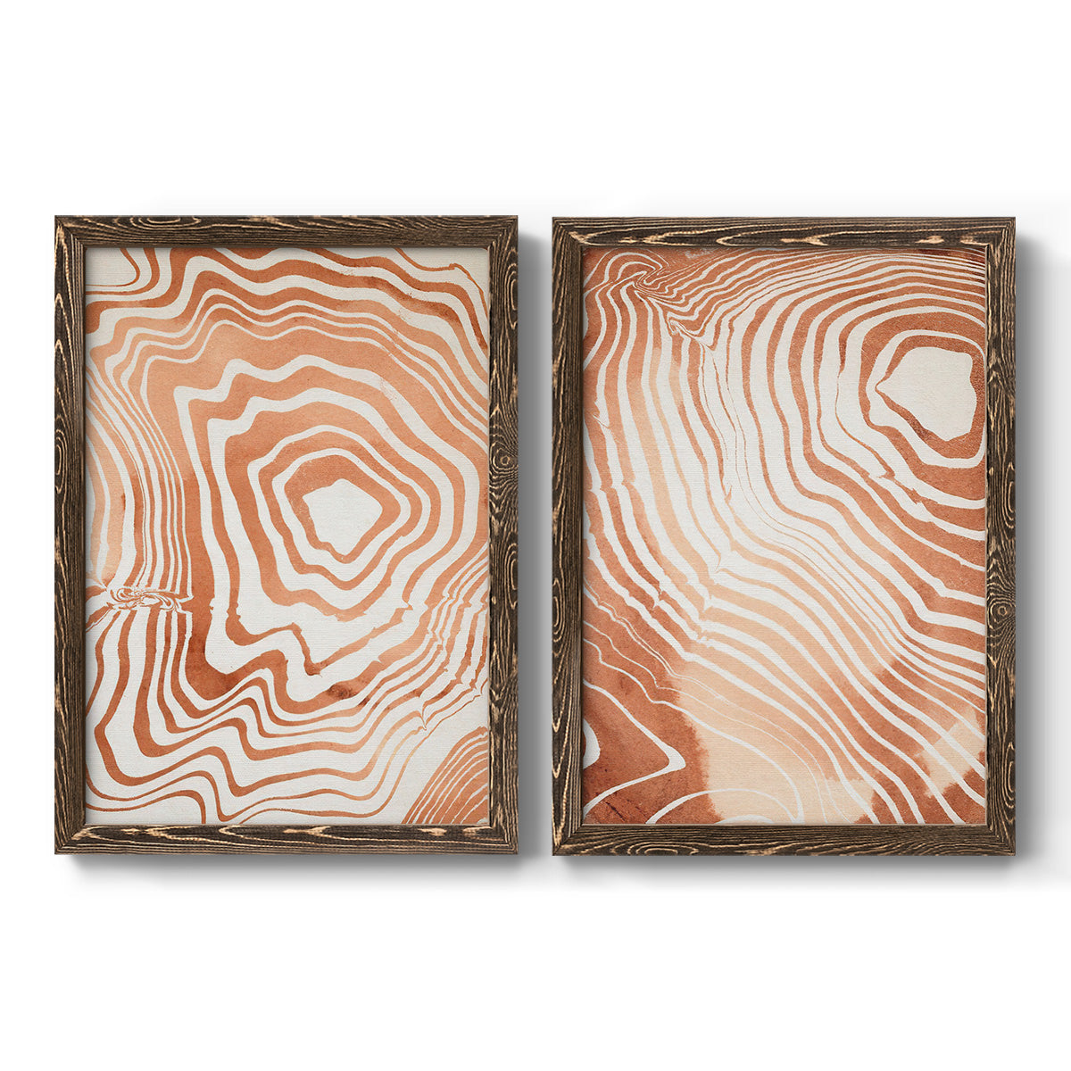 Wood Grain Suminagashi I - Premium Framed Canvas 2 Piece Set - Ready to Hang