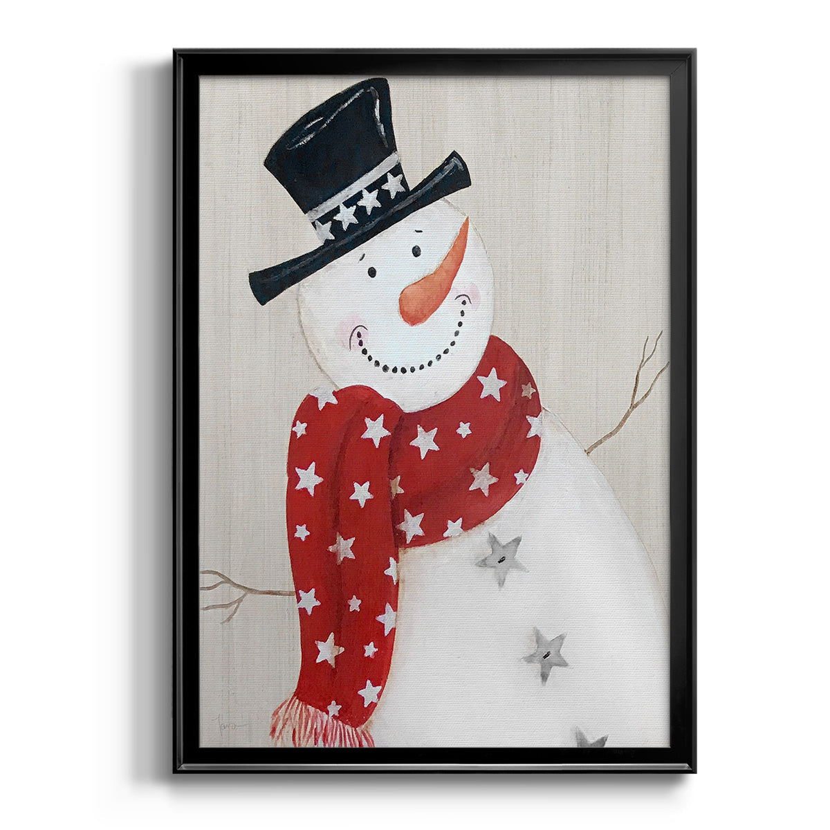 Festive Snowman I - Modern Framed Canvas Print