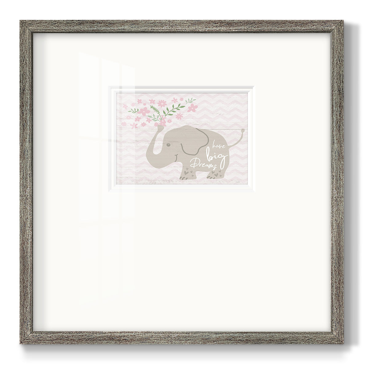 Floral Elephant - Double Matboard Framed Print