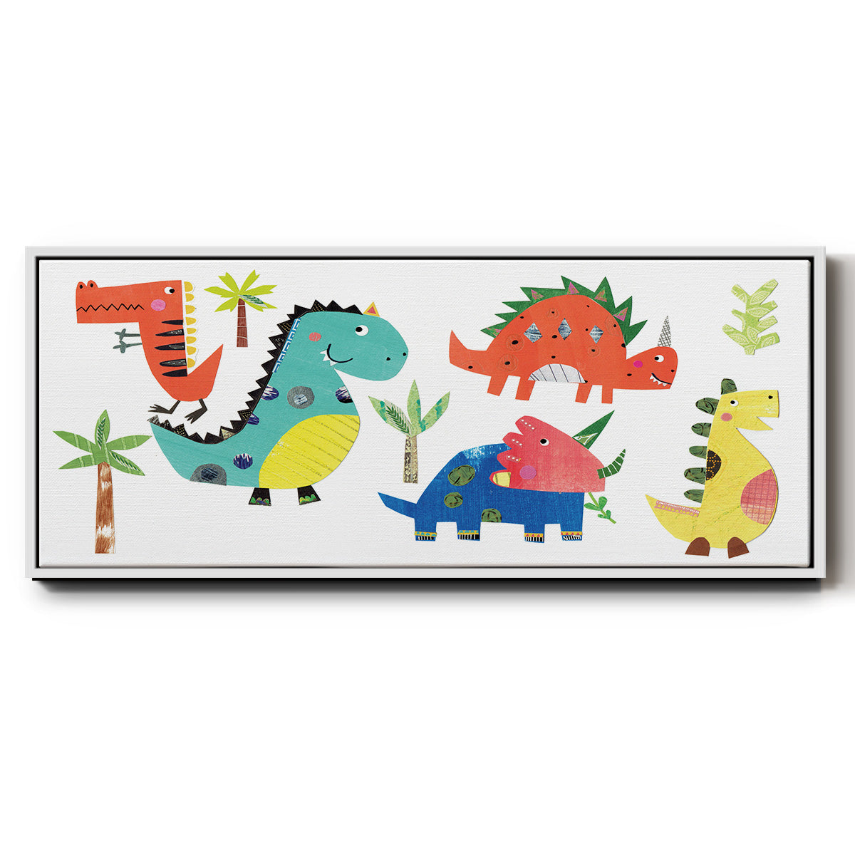Dino Party - Floater Framed Canvas Print
