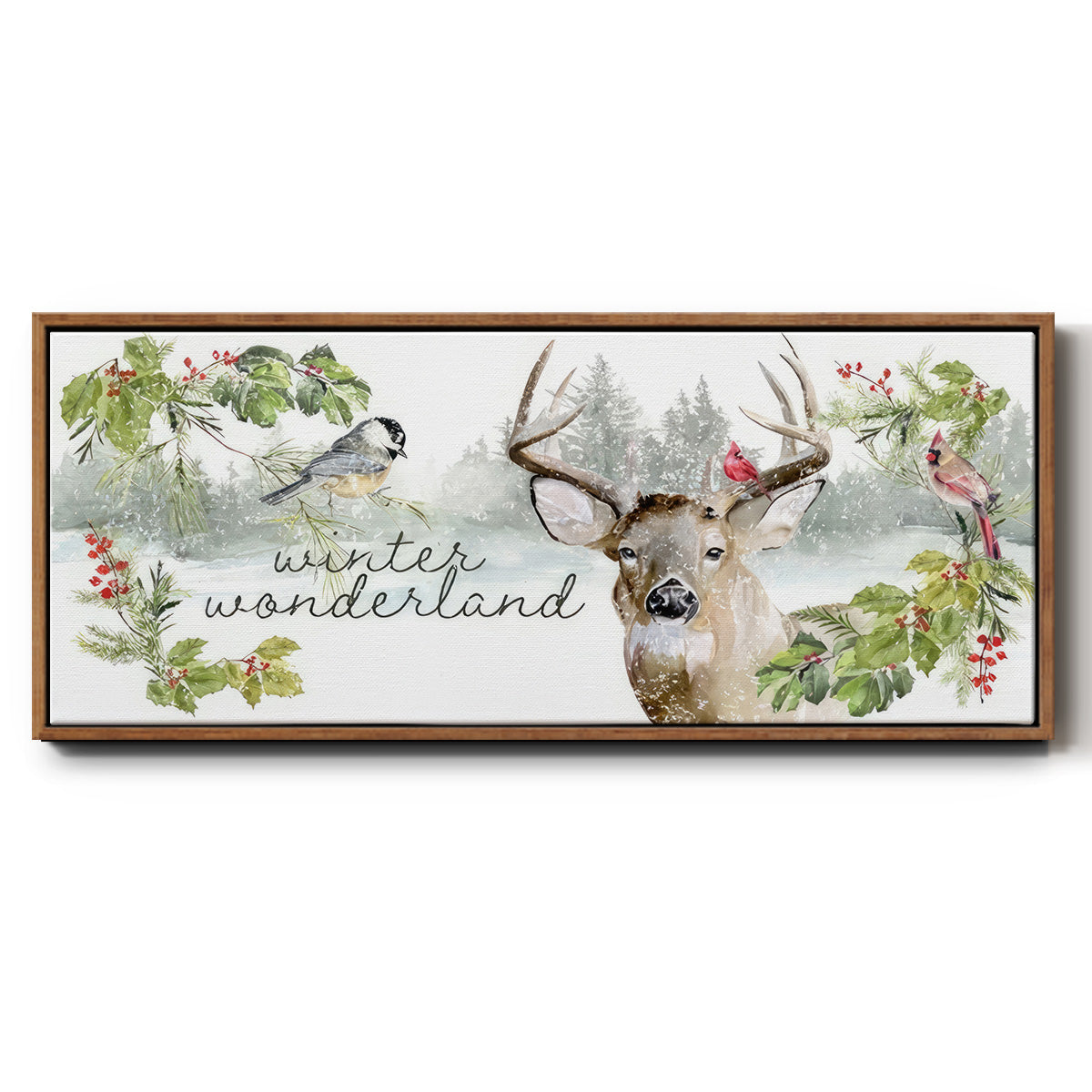 Reindeer Woods - Floater Framed Canvas Print