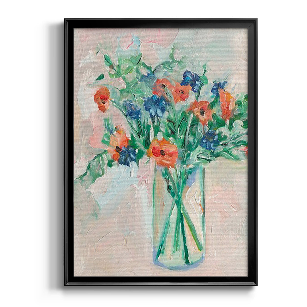 Painterly Soft Bouquet II - Modern Framed Canvas Print