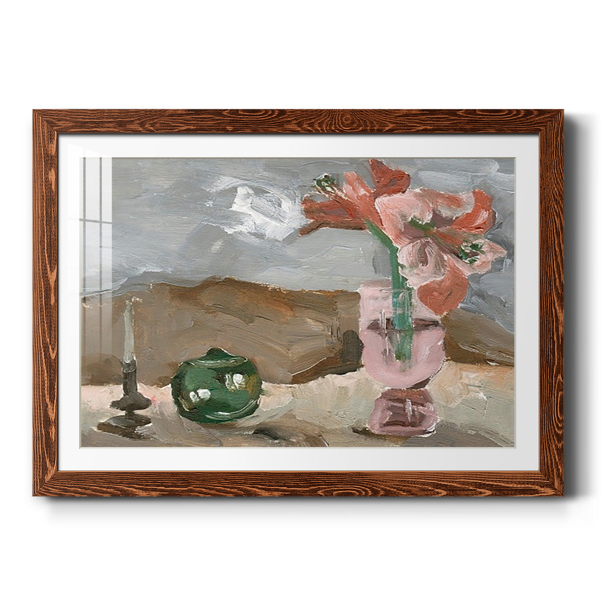 Vase of Pink Flowers II - Barnwood Framed Art Print