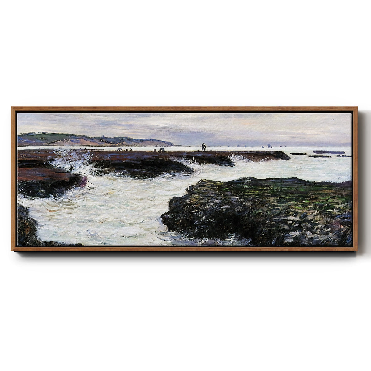 The Rocks at Pourville, Low Tide, 1882 - Floater Framed Canvas Print