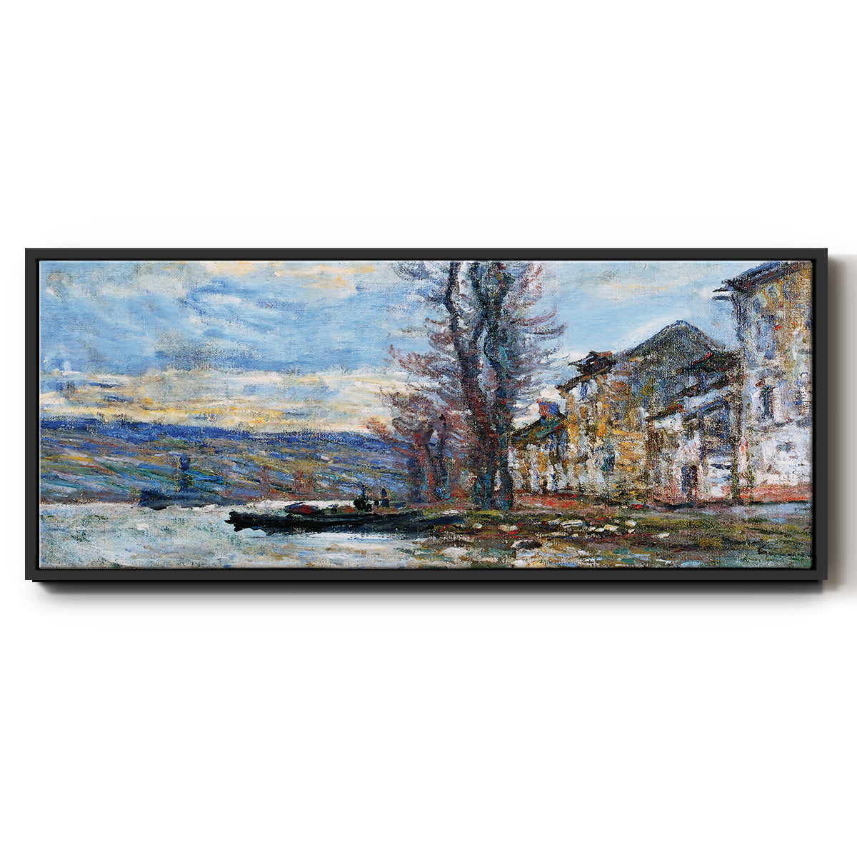 The Seine at Lavacourt, Winter, 1879 - Floater Framed Canvas Print