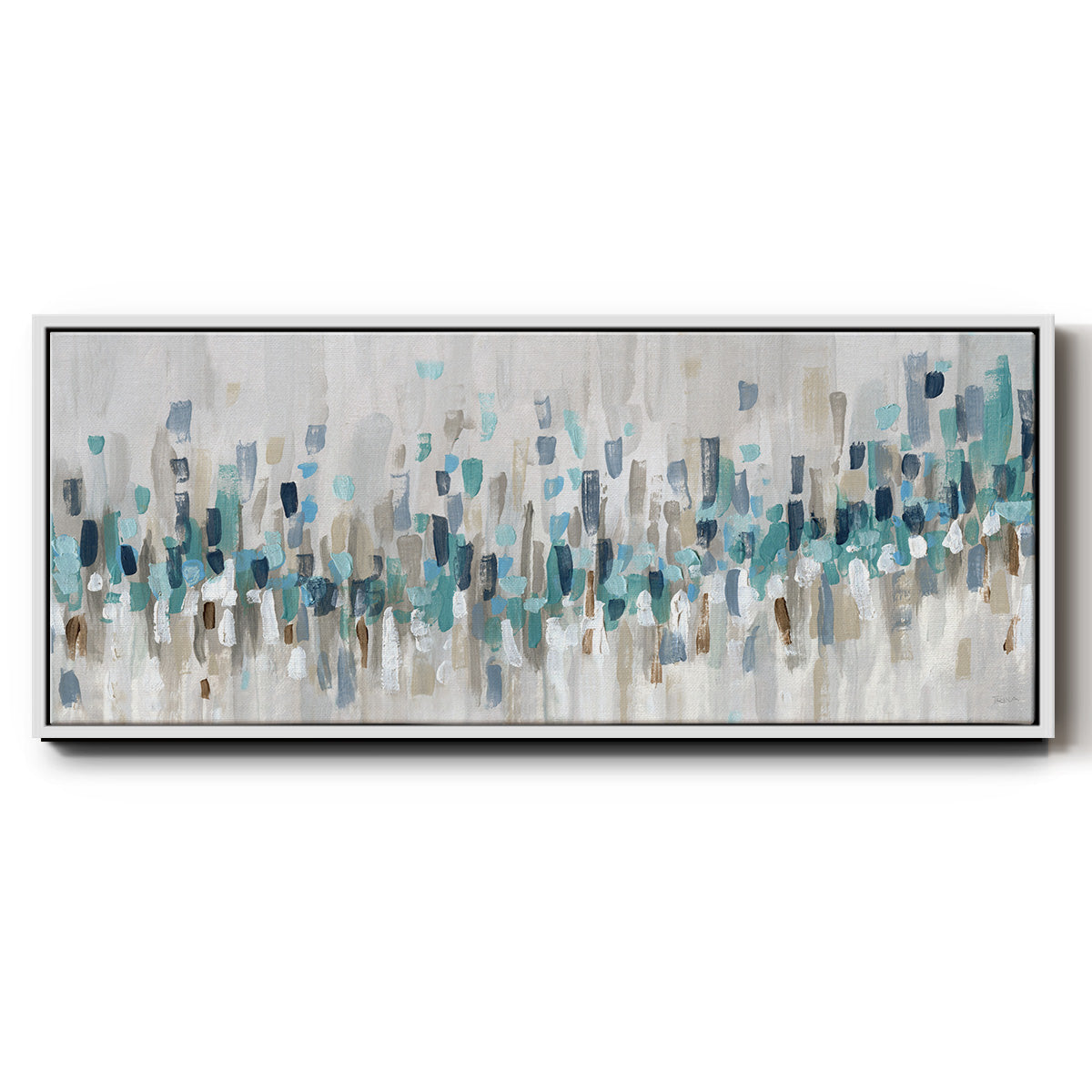 Blue Staccato - Floater Framed Canvas Print