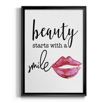Beauty Starts With A Smile - Modern Framed Canvas Print