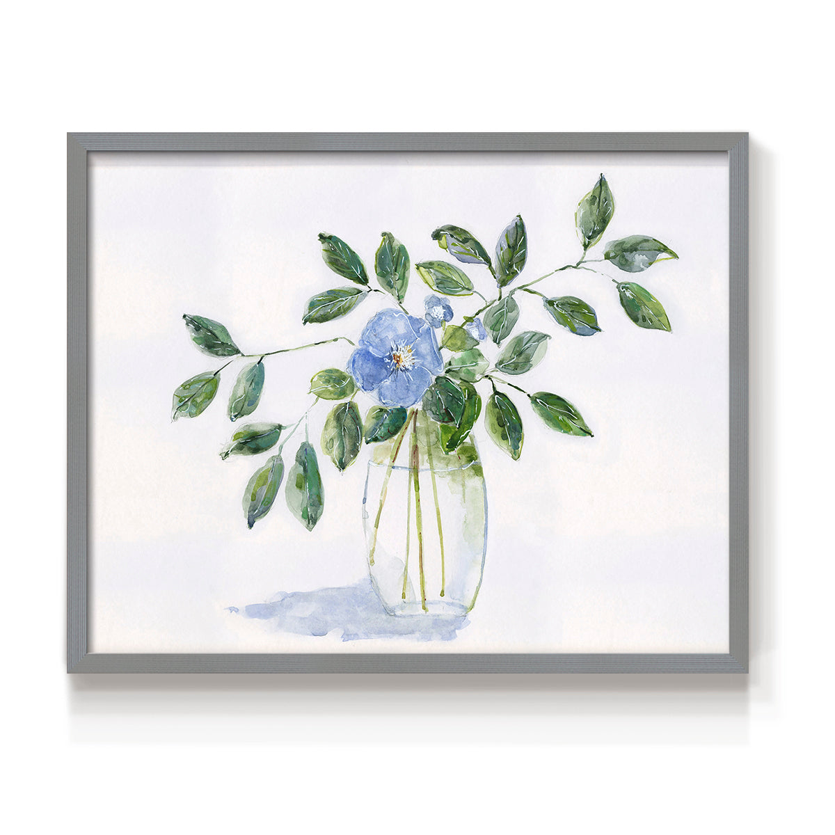 45308,watercolor,painting,flower,blue flower,green leaves,glass vase,nature art,interior decor,botanical art,floral,contemporary art,still life,home decor,tranquil,wall art,visual art,creative,handmade,craft,aesthetic,design,artist,beauty,calming,elegant,traditional,exhibition,soft colors,natural elements,craftsmanship,decor,floral arrangement,artwork,leaf,simplicity,Re-stickable,Plants & Flowers