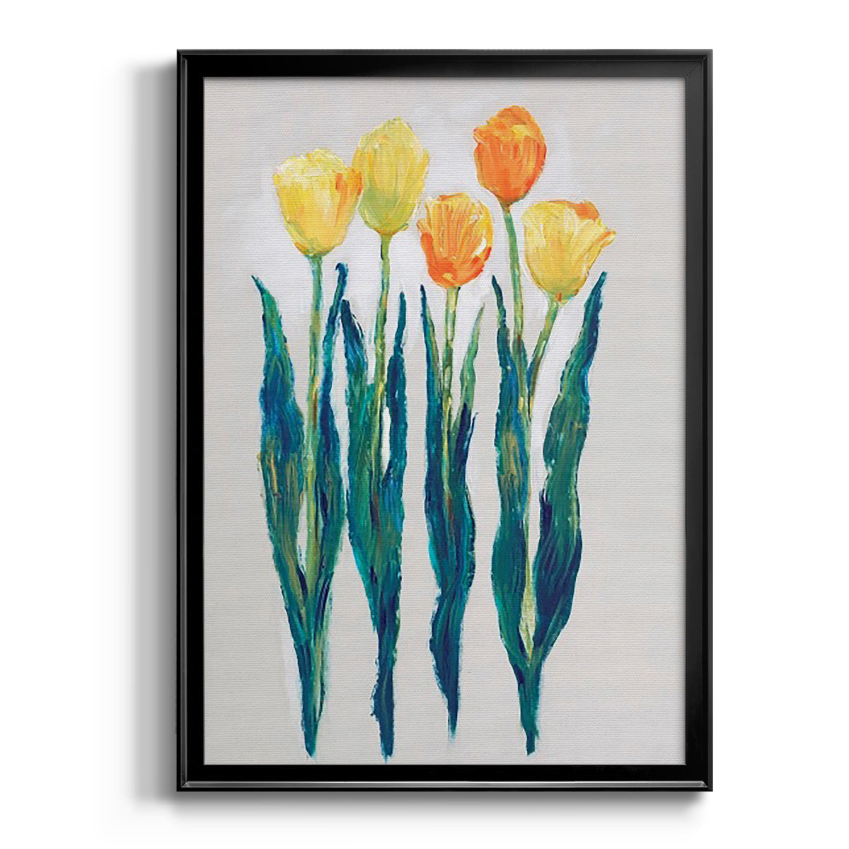 Tulips in a Row II - Modern Framed Canvas Print