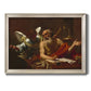 Classical religious painting of Saint Jerome with an angel by Simon Vouet printed on canvas in an ornate champagne frame.