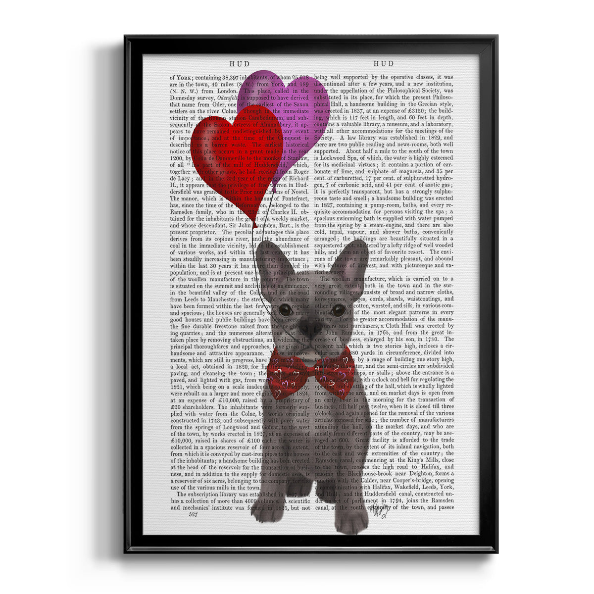 French Bulldog and Balloons - Modern Framed Canvas Print