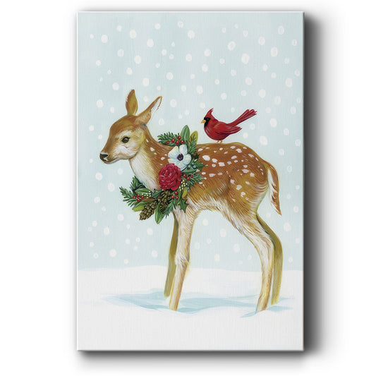 Winter Woodland Creatures with Cardinals II - Gallery Wrapped Canvas