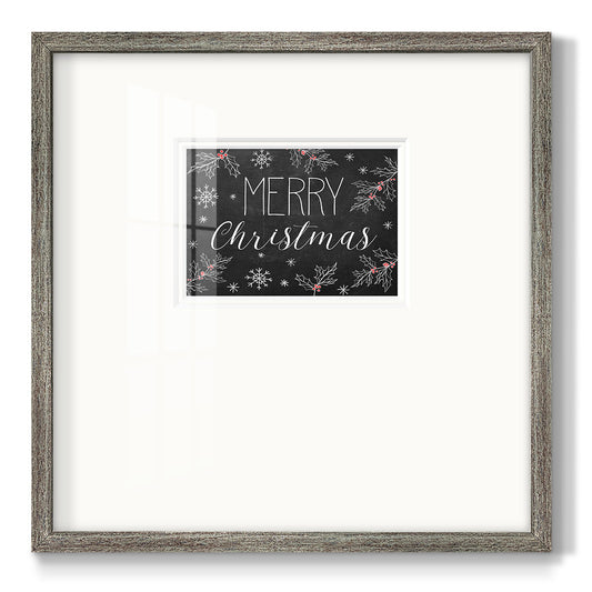 Merry Christmas Chalkboard Premium Framed Print Double Matboard