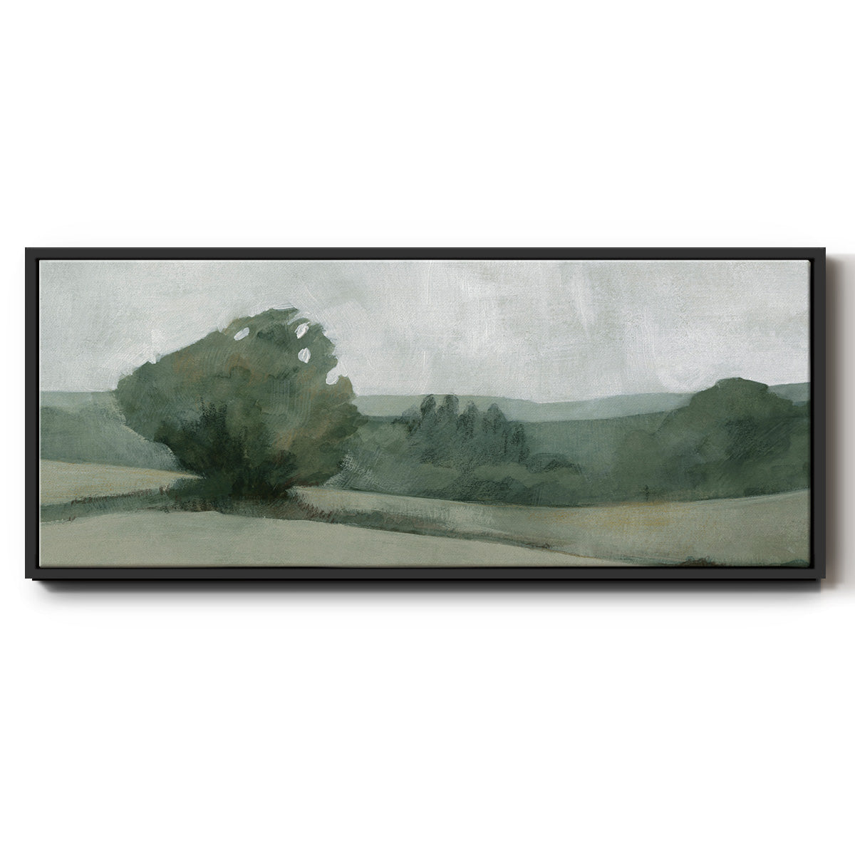 Soft Green Landscape I - Floater Framed Canvas Print