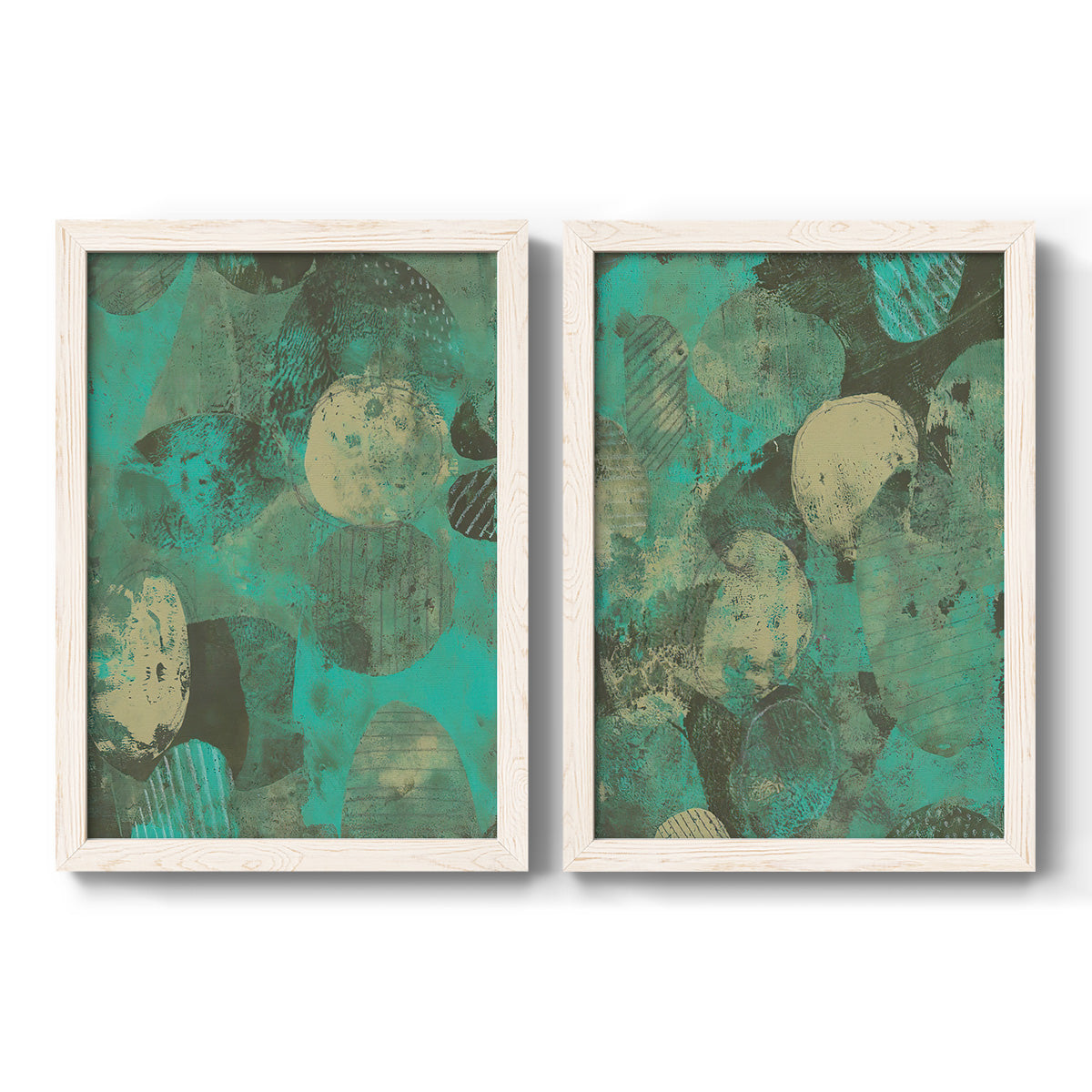 Minty Green Orbs I - Premium Framed Canvas 2 Piece Set - Ready to Hang