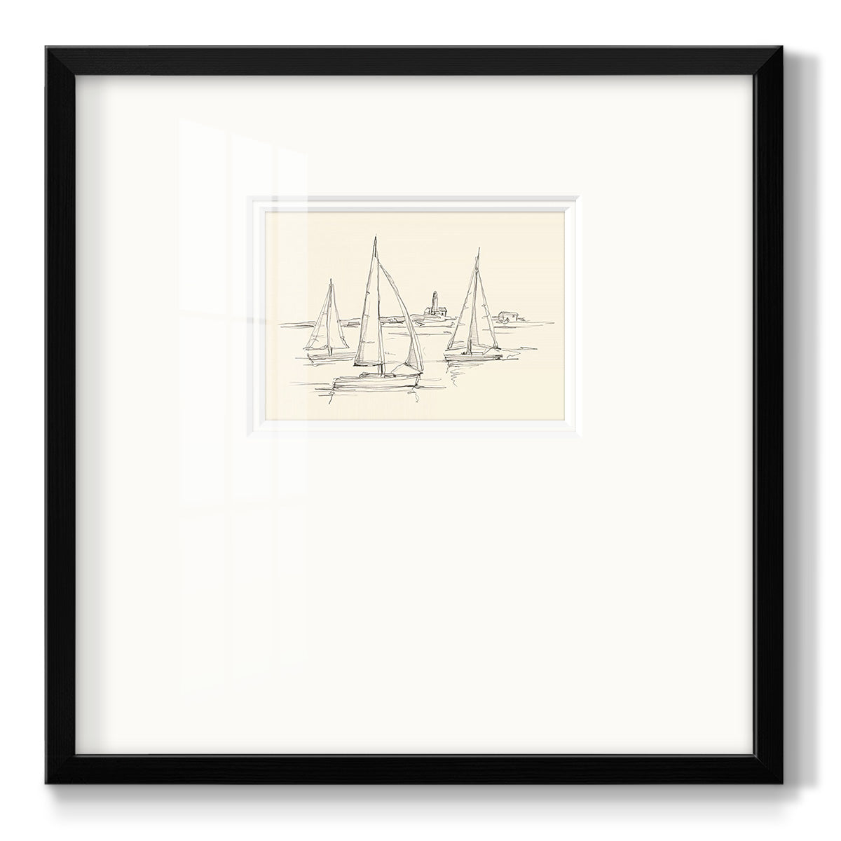 Coastal Contour Sketch II - Double Matboard Framed Print