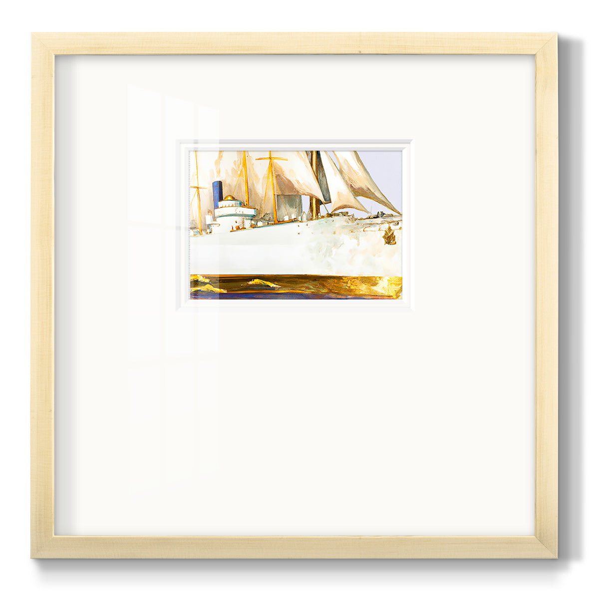 Golden Steam Ship Premium Framed Print Double Matboard