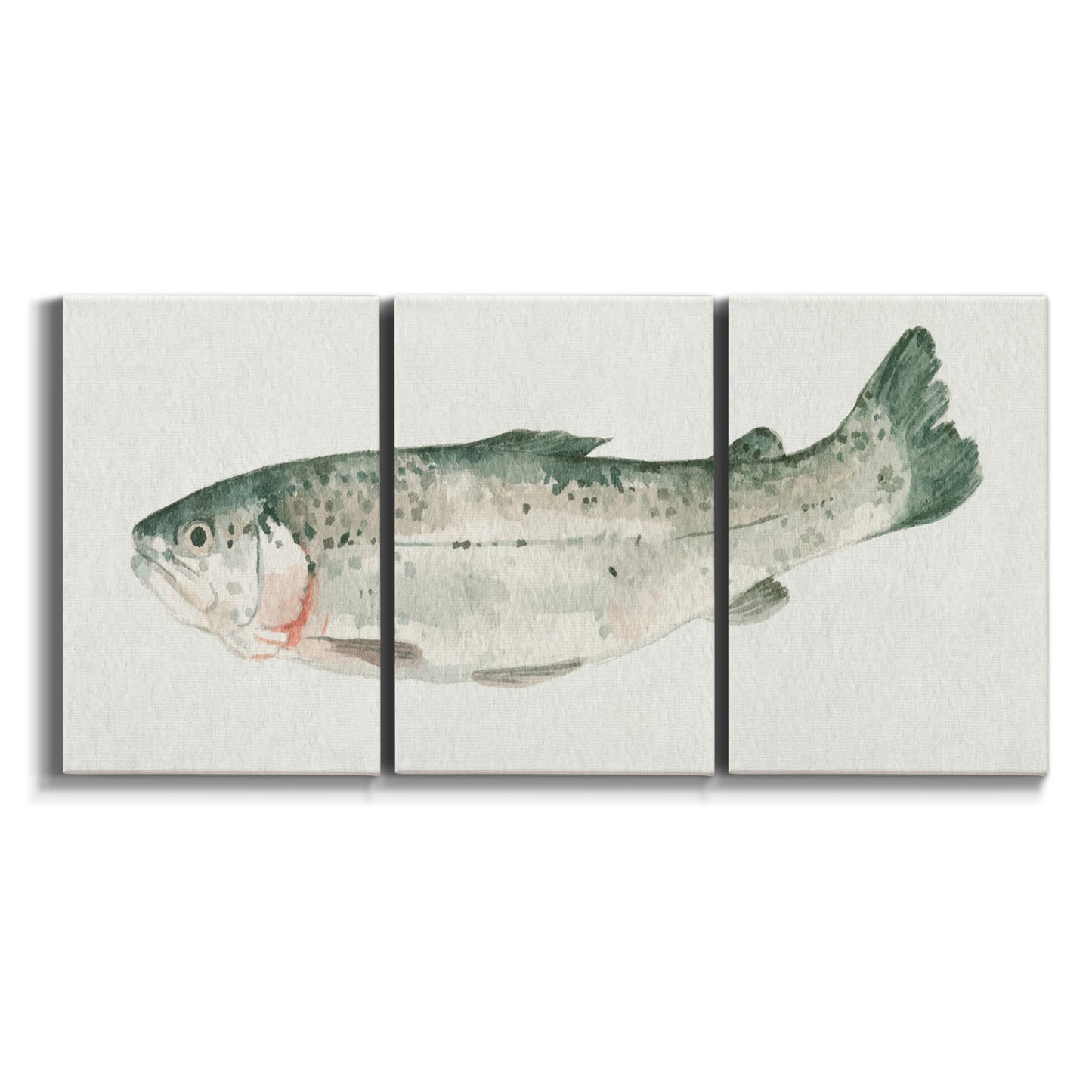 Three-panel canvas wall art featuring watercolor animal portrait on white background.