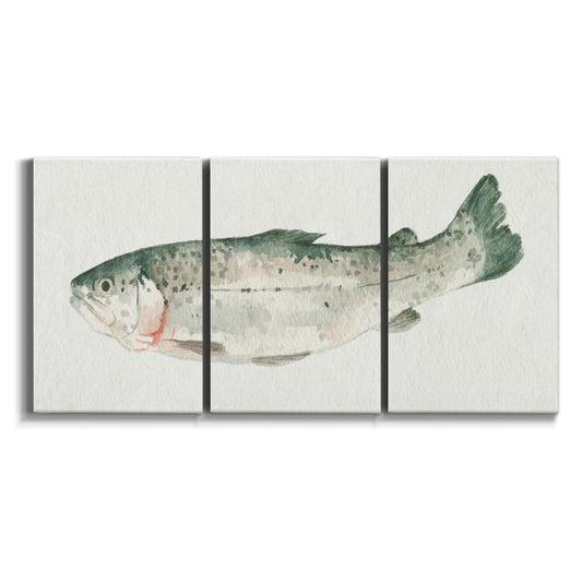 Three-panel canvas wall art featuring watercolor animal portrait on white background.
