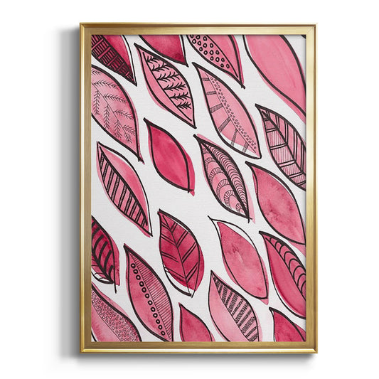 Patterned Leaf Shapes III - Modern Framed Canvas Print